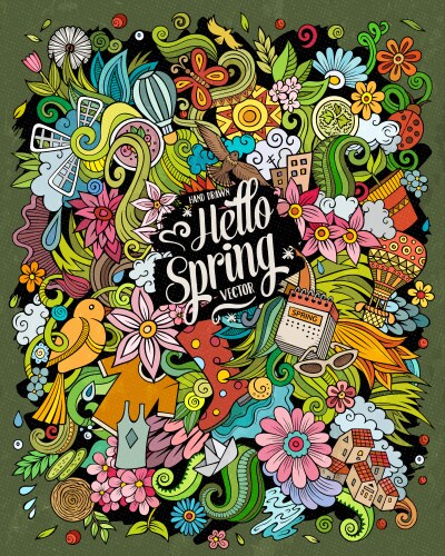 Spring hand drawn doodles vector image