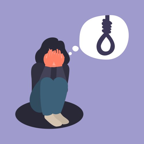Depressed Woman with Rope Vector Image