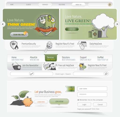 Web site menu navigation Royalty Free Vector Image