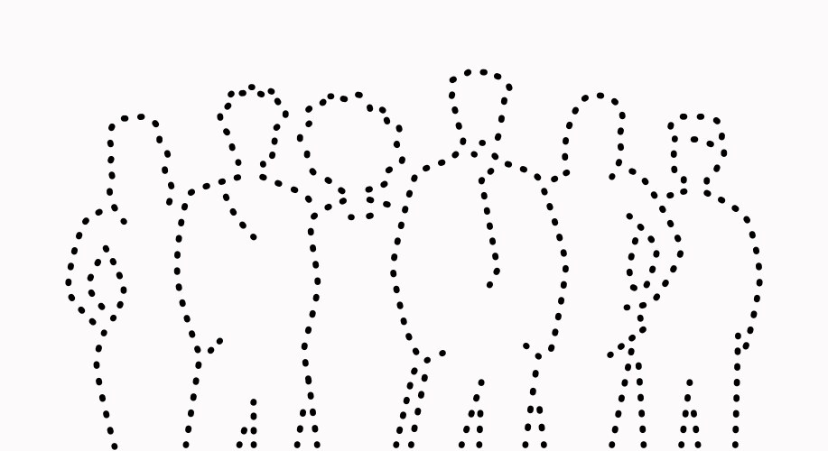 Hatching People Outline Group Vector Image