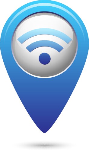 Wifi icon on blue map pointer vector image