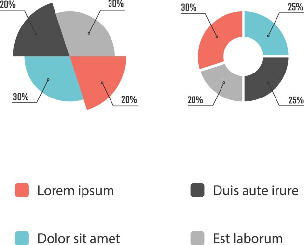 circle pie chart infographic diagram set vector image