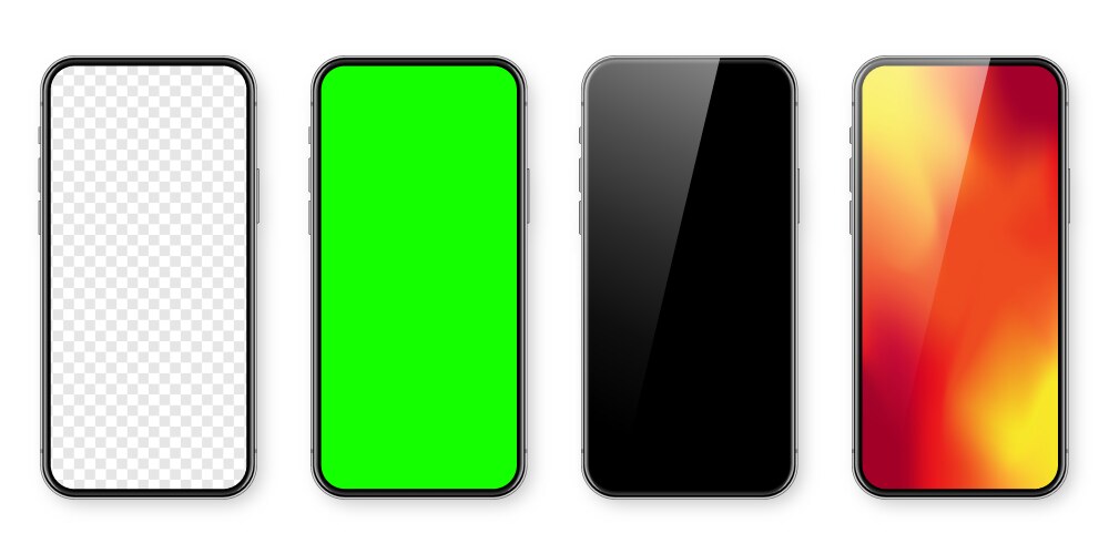 smartphone with blank touch screen and abstract vector image