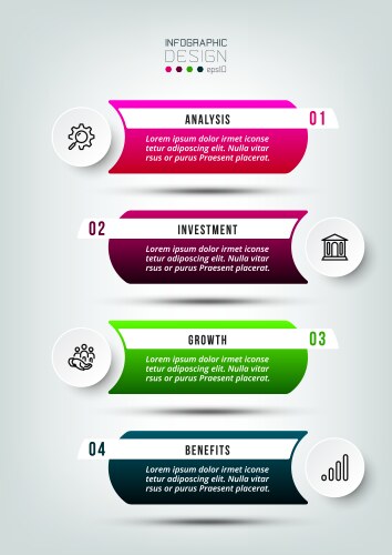 4 step process work flow infographic template Vector Image