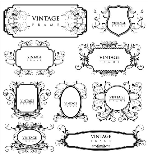 Frame labels set ornamental vintage decorat Vector Image