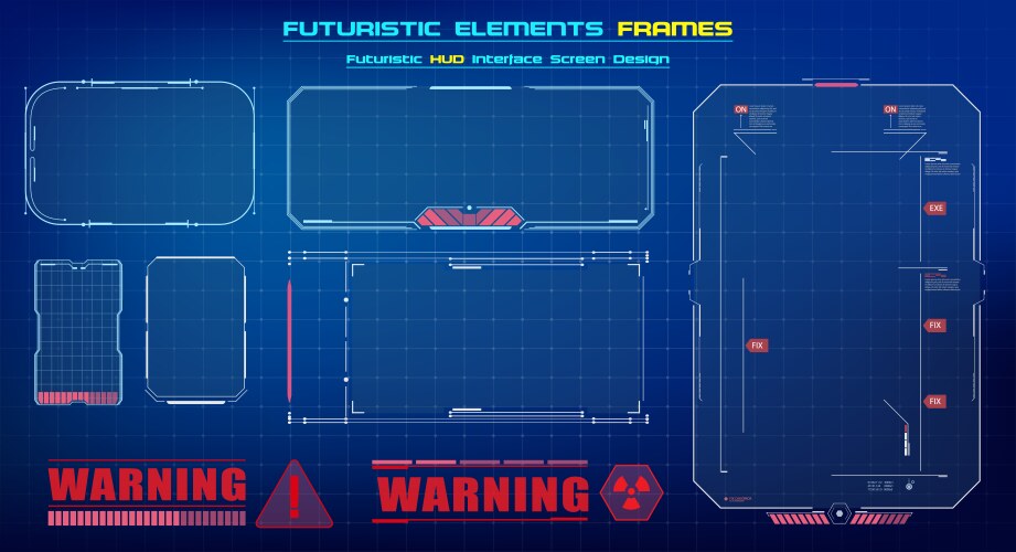 hud gui futuristic user interface screen elements vector image