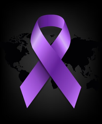 world cancer day and violet ribbon card vector image