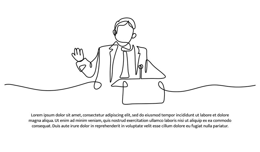 One line of giving a speech on the podium Vector Image