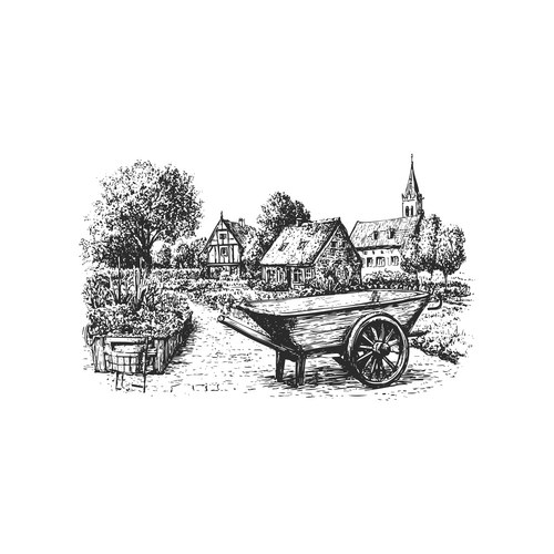 Quaint Village Landscape Vector Image