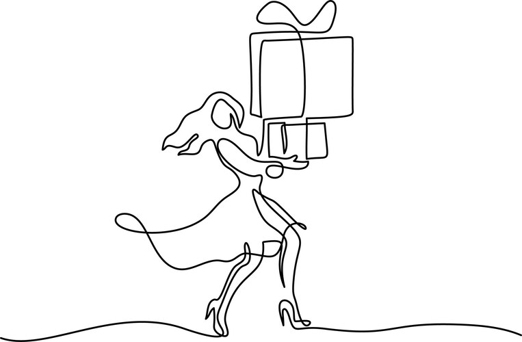 Elegant Woman with Gift Box Vector Image