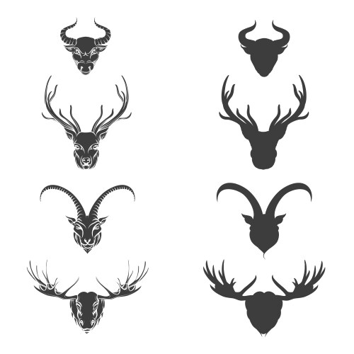 Animals horned head silhouette Vector Image