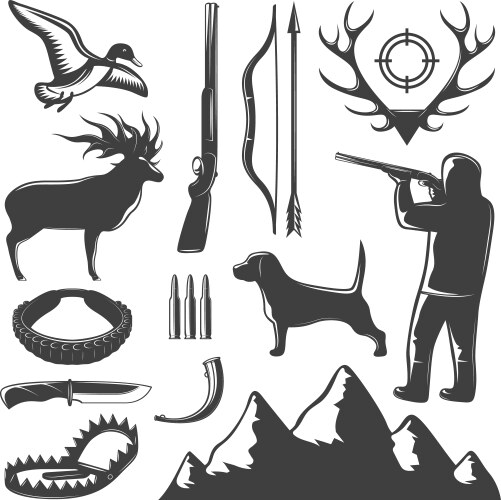 Isometric hunting set Royalty Free Vector Image