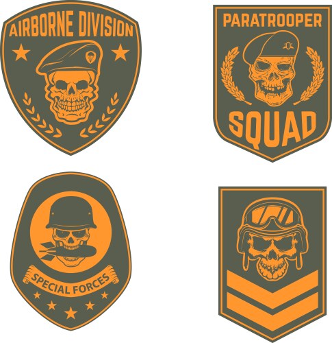 Military Skull Emblems - Paratrooper Vector Image