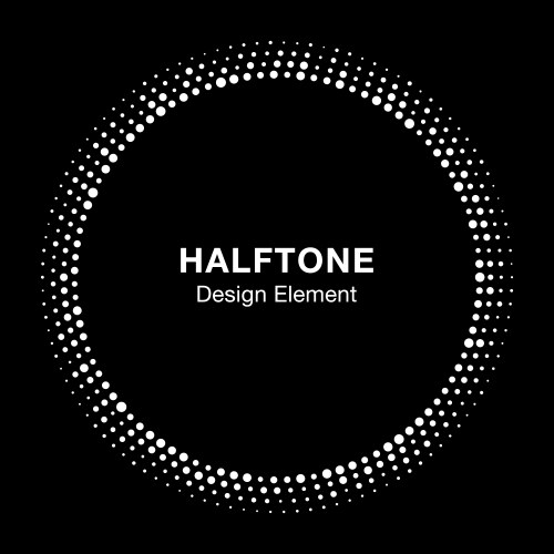 Halftone circle frame with abstract random dots vector image