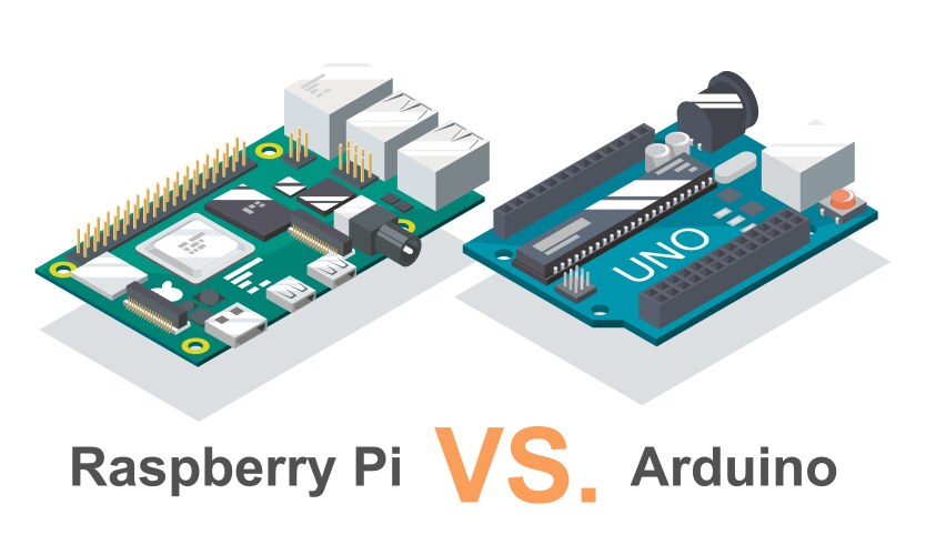 Arduino vs Raspberry Pi Microcontrollers vector image