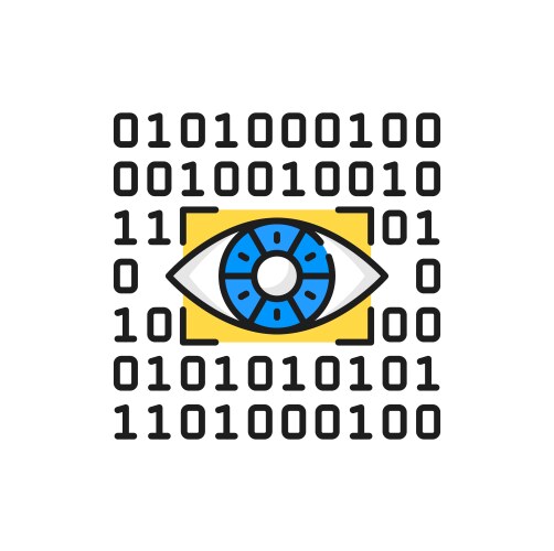 Cyber attack eye and binary system color line icon vector image