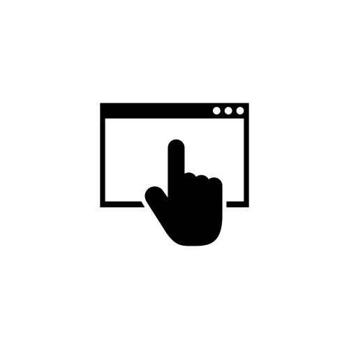 Interactive click icon featuring a hand pointer vector image