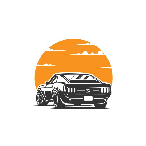 A car against the background of sun disk vector image