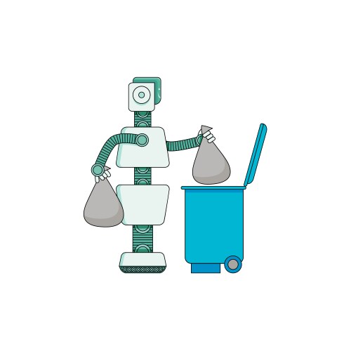 Robot doing housework - android taking out trash vector image