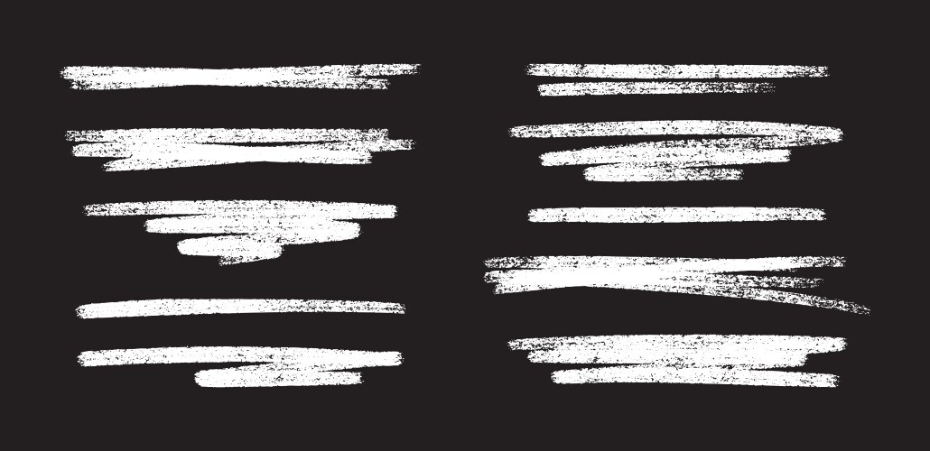 Chalk white underline set - rough crayon hand Vector Image