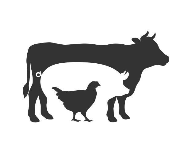 Farm animals cow pig and chicken Royalty Free Vector Image