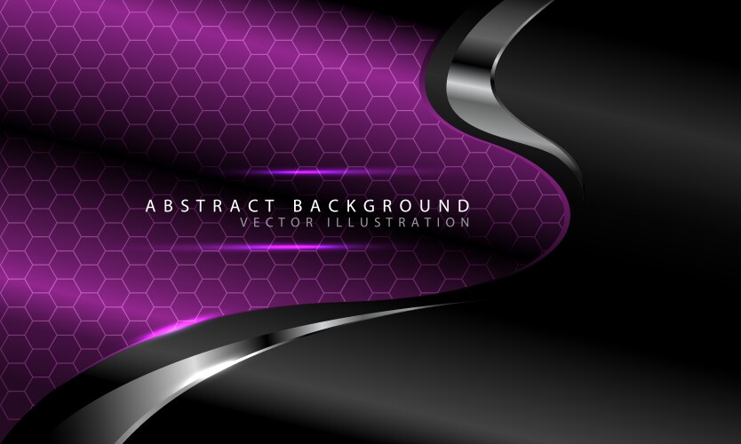 Purple curve hexagon pattern silver dark grey vector image