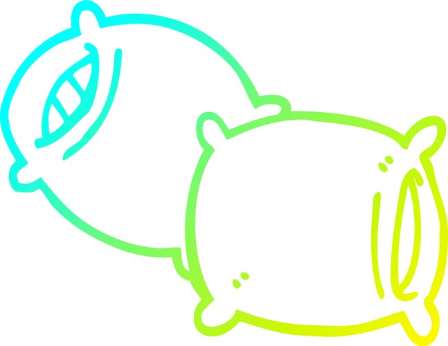 Cold gradient line drawing cartoon pillow Vector Image