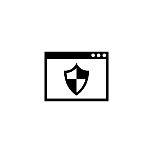 Modern shield icon within a web browser frame vector image
