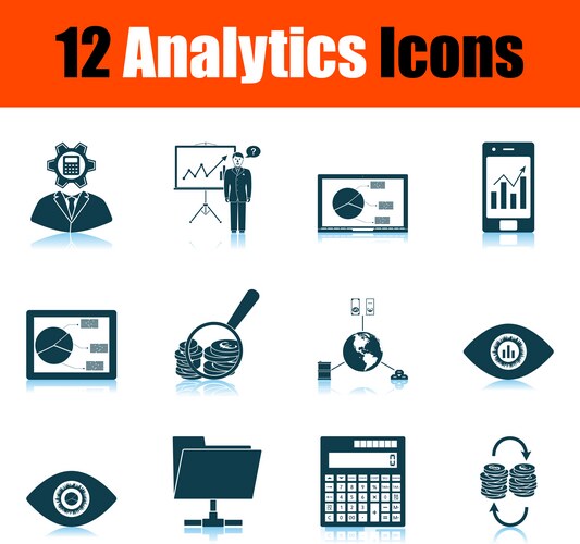 Analytics icon set vector image