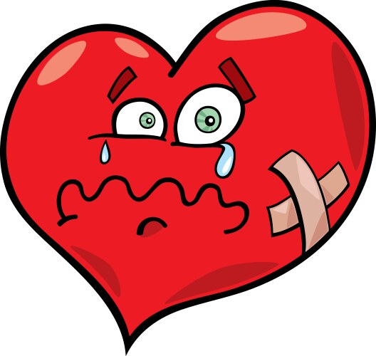 Sad broken heart cartoon Royalty Free Vector Image