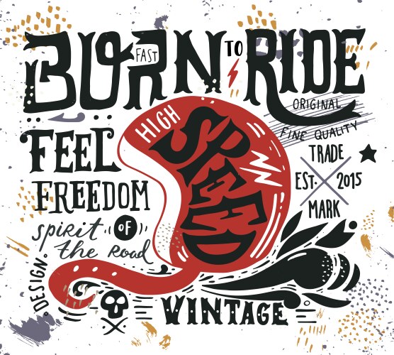 Vintage Motorcycle Helmet & Lettering Vector Image