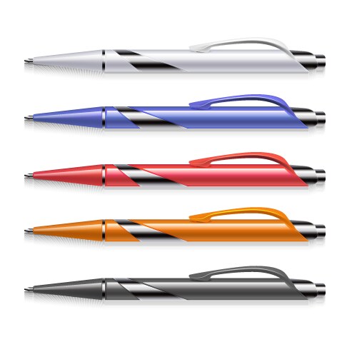 Realistic colored ballpoint set different – Royalty-Free Vector ...