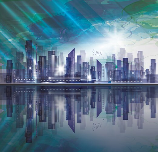 Modern city night scene Royalty Free Vector Image