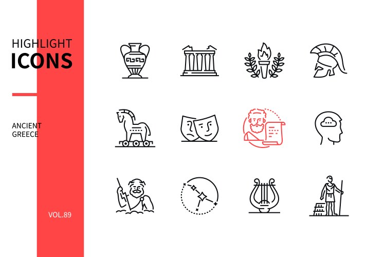 ancient greece - modern line design style icons vector image