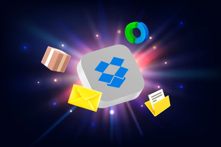 dropbox app 3d icon with different elements vector image