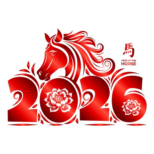 Happy new year 2026 typography chinese Vector Image
