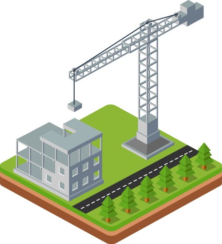 Isometric building construction Royalty Free Vector Image