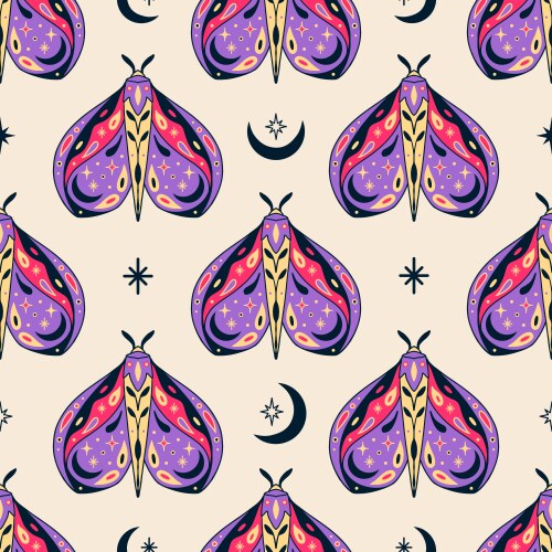Abstract magic with celestial moth moon stars Vector Image