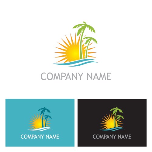 Sun rise beach logo Royalty Free Vector Image - VectorStock