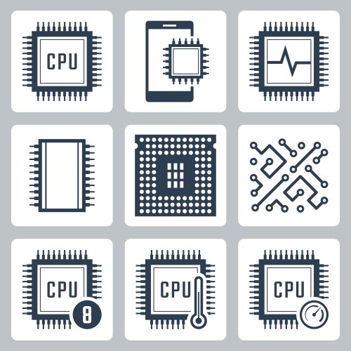 Microchip frame electronic chip cpu border Vector Image