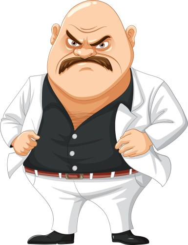 Grumpy bald mafia man cartoon character vector image