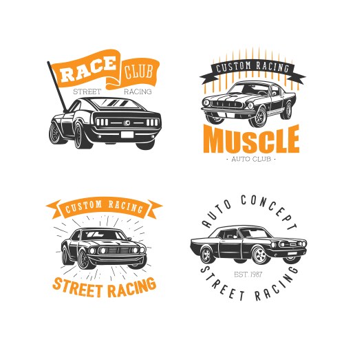 Set of car emblems street racing Vector Image