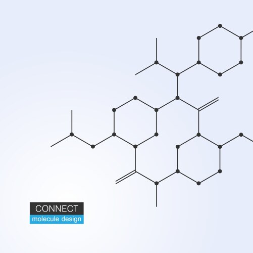 Molecule with 3d paper label hexagon background Vector Image