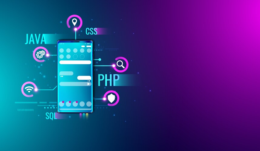 Mobile application ui ux design and development vector image