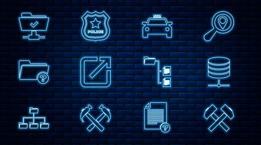 Set line two crossed hammers server data web vector image