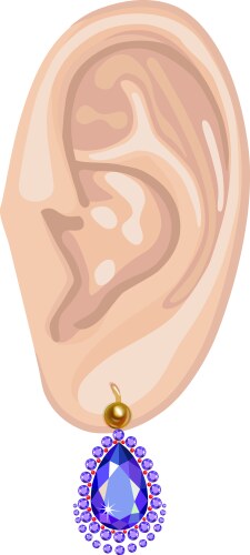 human ear and hanging earring vector