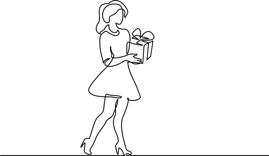 Elegant Woman with Gift Box Vector Image