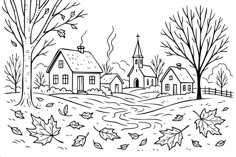 Rural Autumn Landscape Vector Image