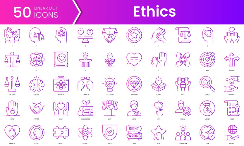 set of ethics icons gradient style icon bundle vector