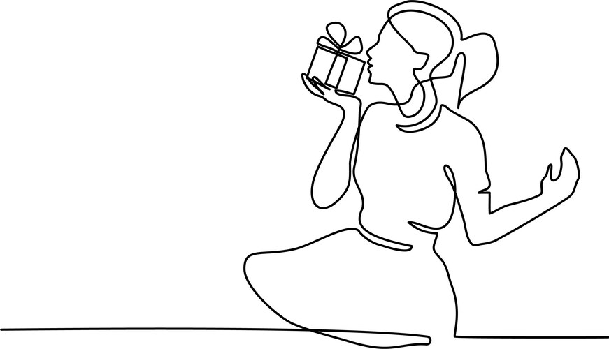 Elegant Woman with Gift Box Vector Image